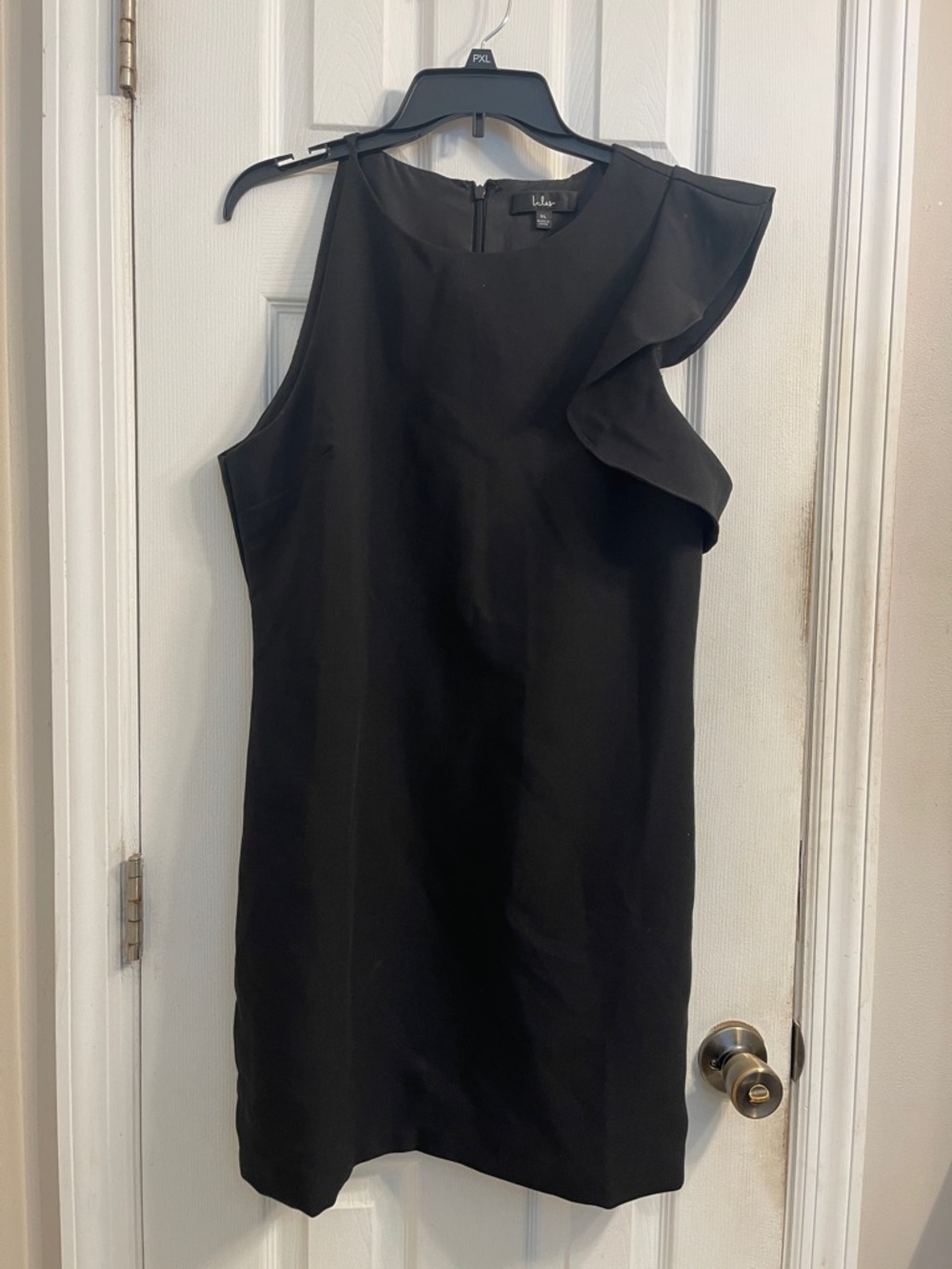 Lulu's Dinah Black One-Shoulder Ruffle Sheath Dress